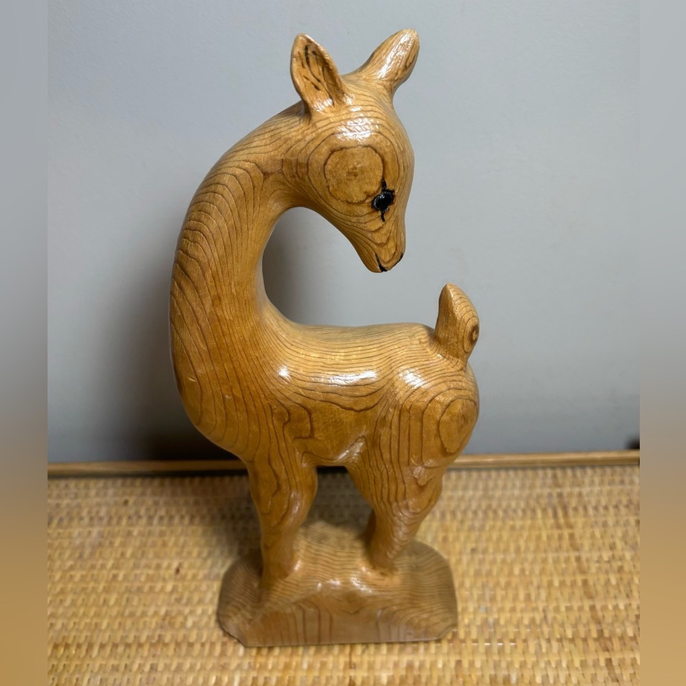 Vintage 1998 hand carved wood deer in excellent condition signed by artist